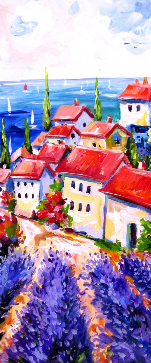 Village with lavender field by Kovács Anna Brigitta