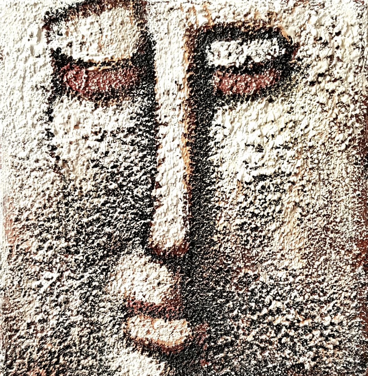 Portrait Acrylic Painting By Zhana Viel, 6 X 6", Misli Ii (15X15X2Cm), Original Artwork