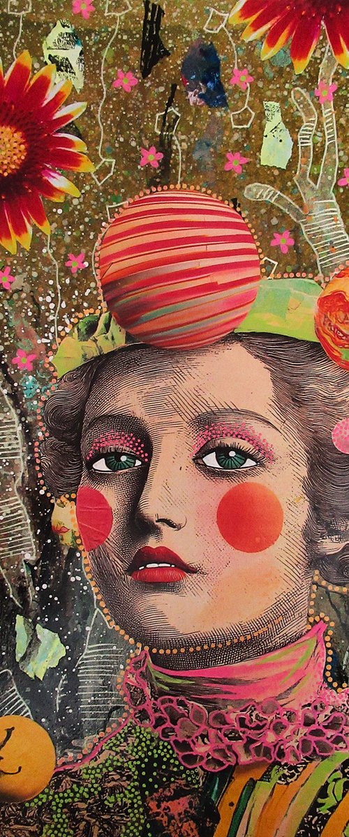 Girl In Flower Garden by Beatrice M