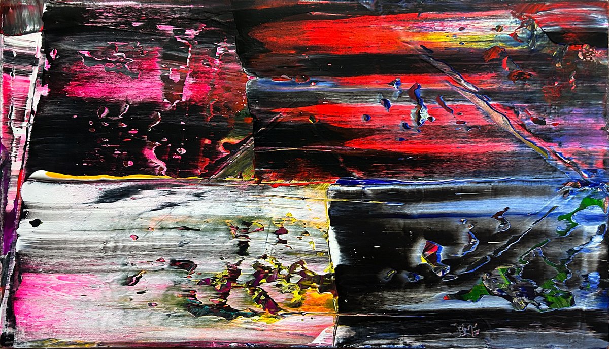 Urban And Pop Abstract Acrylic Painting By Preston M. Smith (Pms), 28 X 16", "Omg", Original Artwork