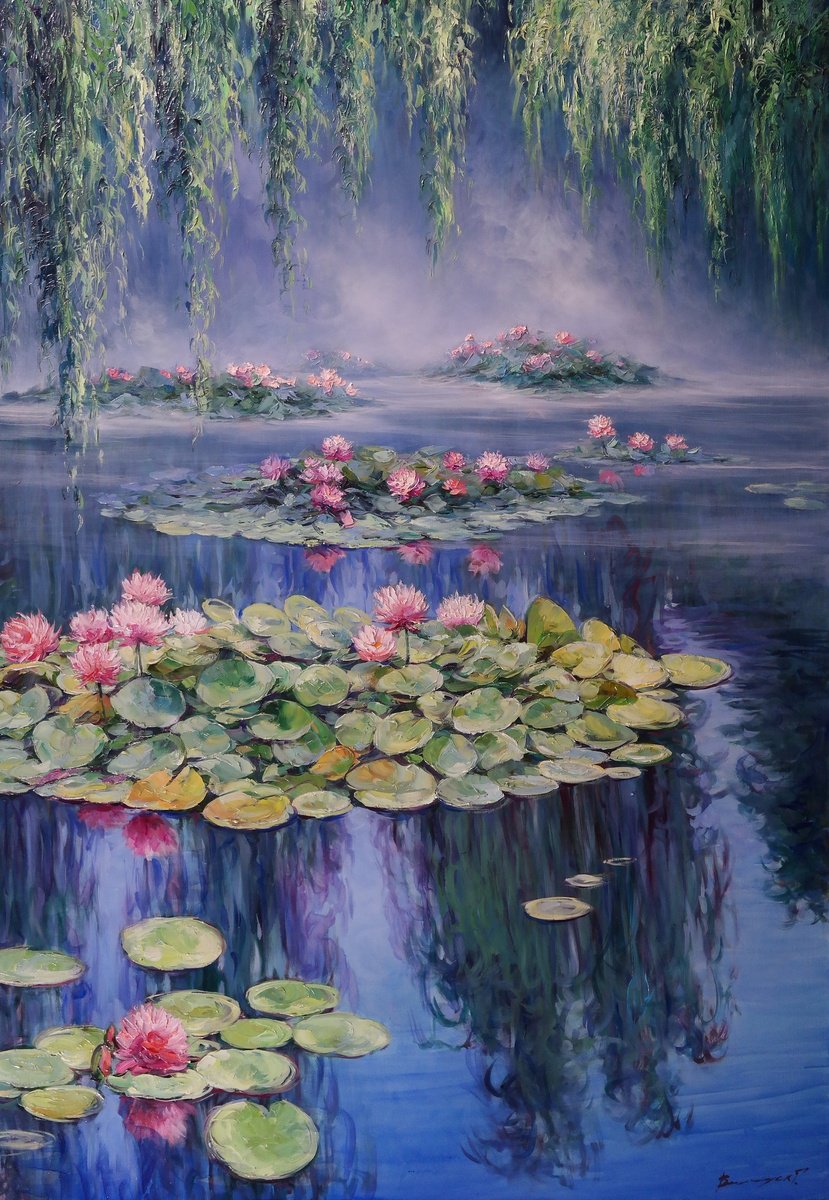 Water lilies on the water by Gennady Vylusk