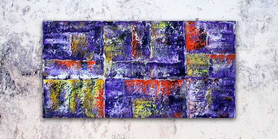 "Rock Me In Purple" - Original Large PMS Oil Painting On Canvas - 36 x 18 inches