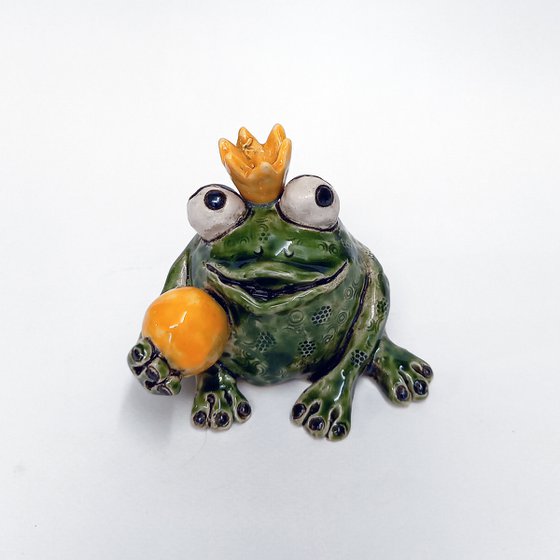 The Frog Prince, ceramic sculpture by Izabell Nemechek