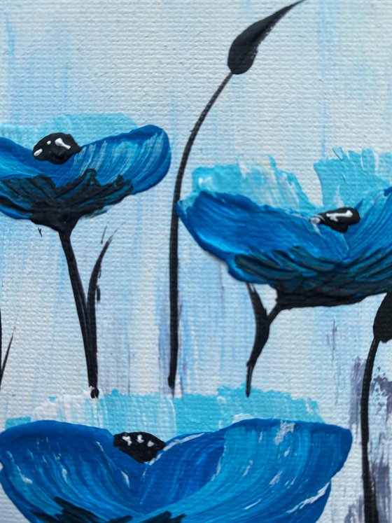 Blue Poppies in a Frame