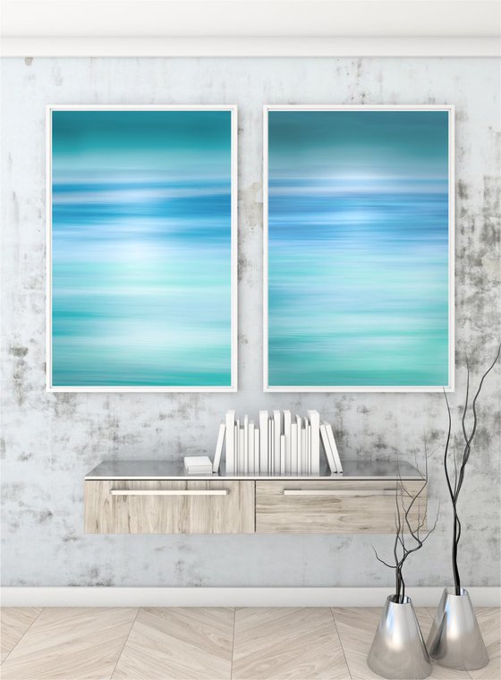 Endless & Everlasting Diptych   Extra large abstracts in beautiful shades of mineral green and blue