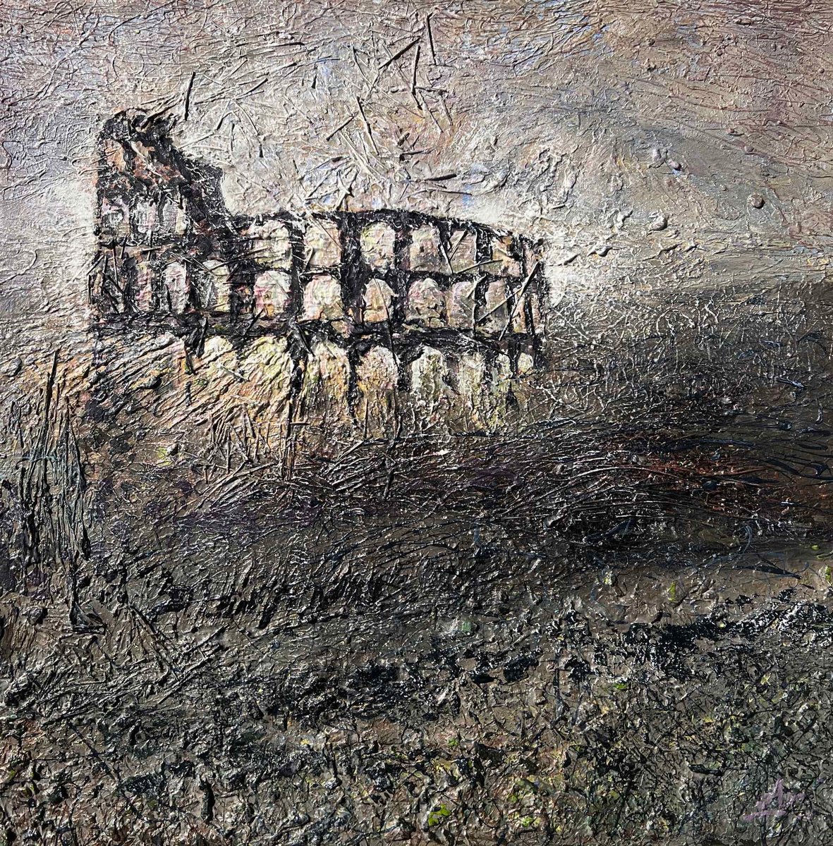 Impressionistic Botanical Acrylic Painting By Nadiia Antoniuk, 28 X 28", Coliseum, Original Artwork