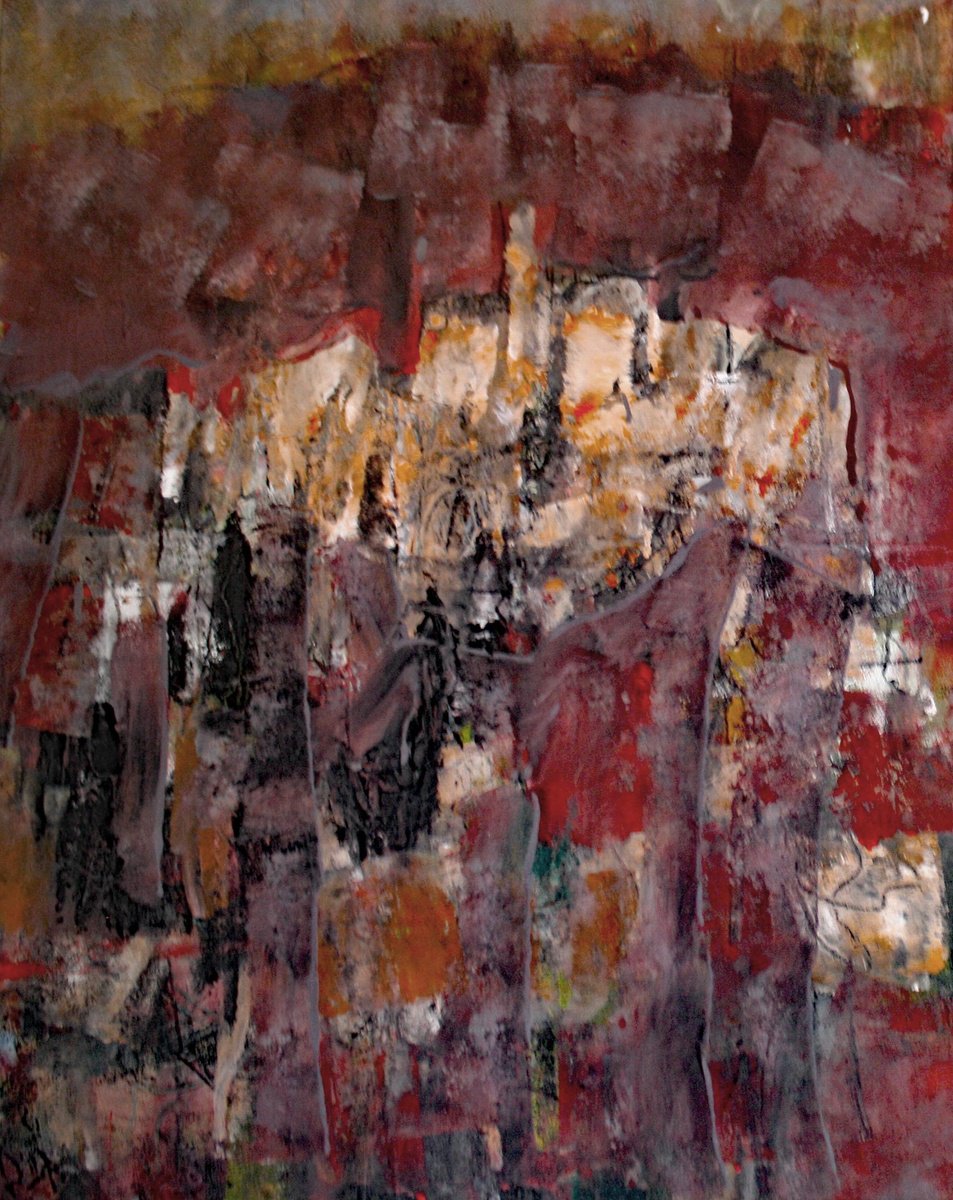 Abstract Acrylic Painting By Jacques Donneaud, 29 X 36, Hiver, Original Artwork