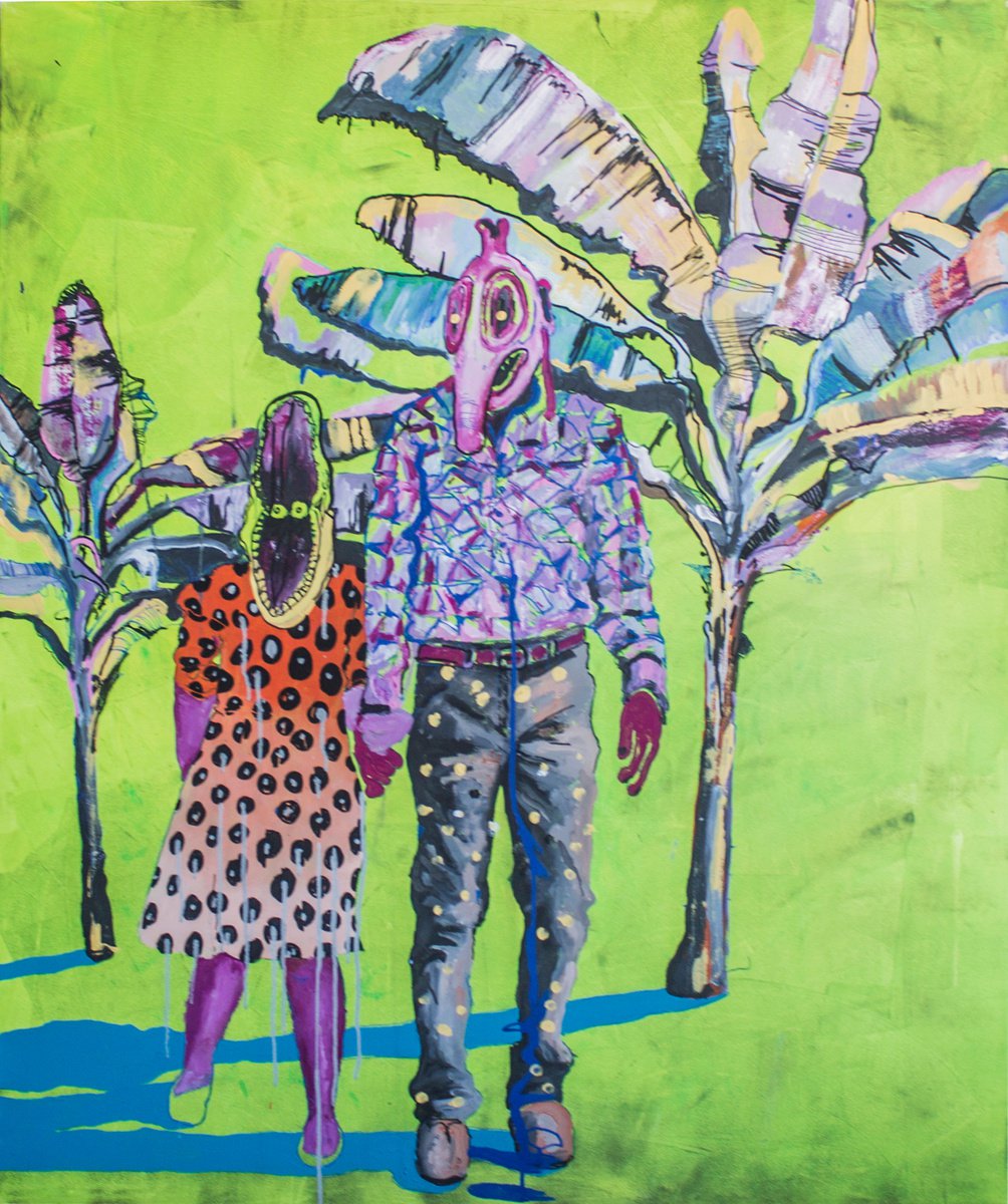 Urban And Pop Portrait Oil Painting By Dominic Virtosu, 39 X 51, Let