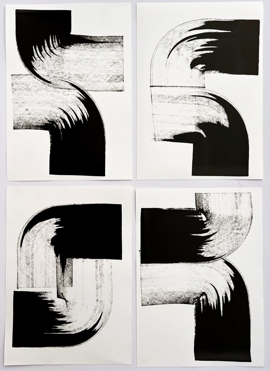 Expressive Abstract Ink Drawing By Randi Antonsen, 24 X 33", Impact, Original Artwork