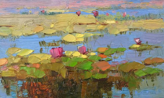 Waterlilies, Original oil Painting, Impressionism, Handmade artwork, One of a Kind