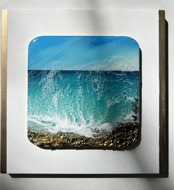 "Little wave" #8 - Miniature square painting