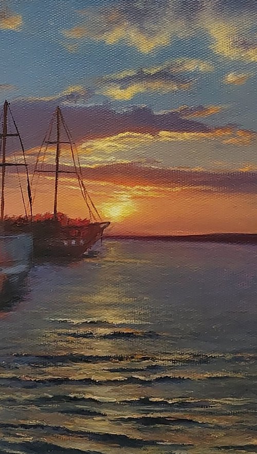 Harbor at Sunset by Marina sarkisyan