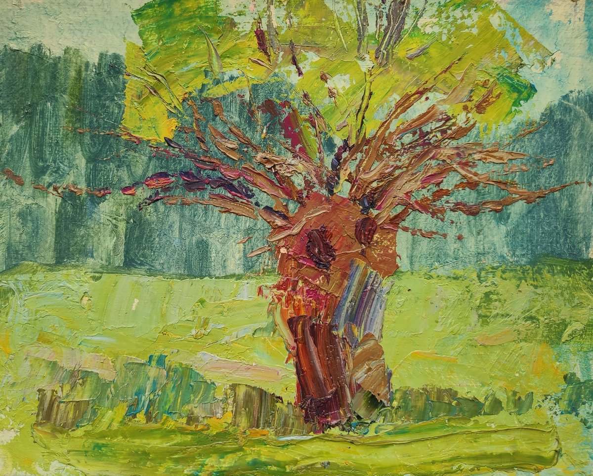 Impressionistic Landscape Oil Painting By Inna Pantelemonova, 10 X 8, Willow, Original Artwork
