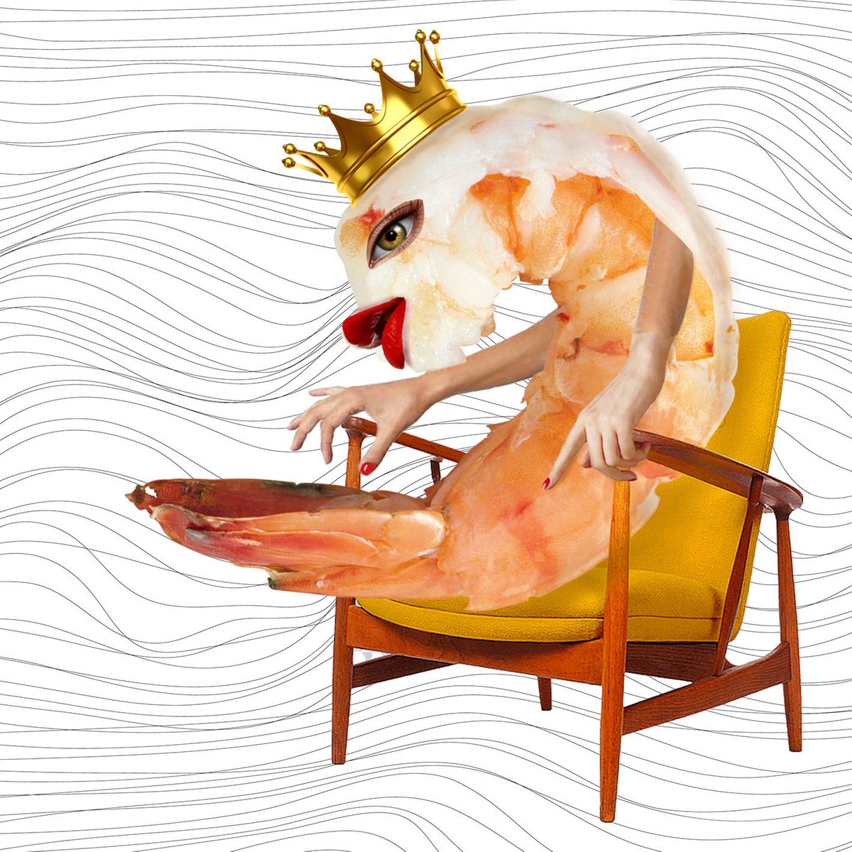 King prawn and chair by Olga Sennikova