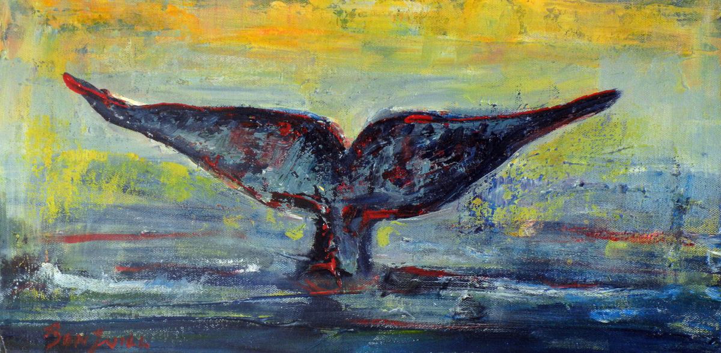 Blue Whale Tail 20x10 By Benwill Artfinder