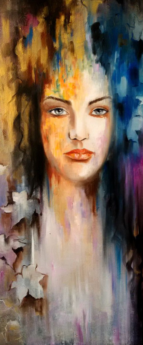 Dream - portrait - woman -original painting by Anna Rita Angiolelli