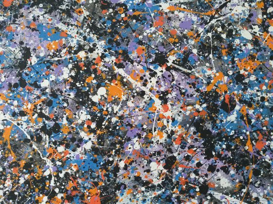 Abstract Jackson Pollock style acrylic on canvas by M.Y.