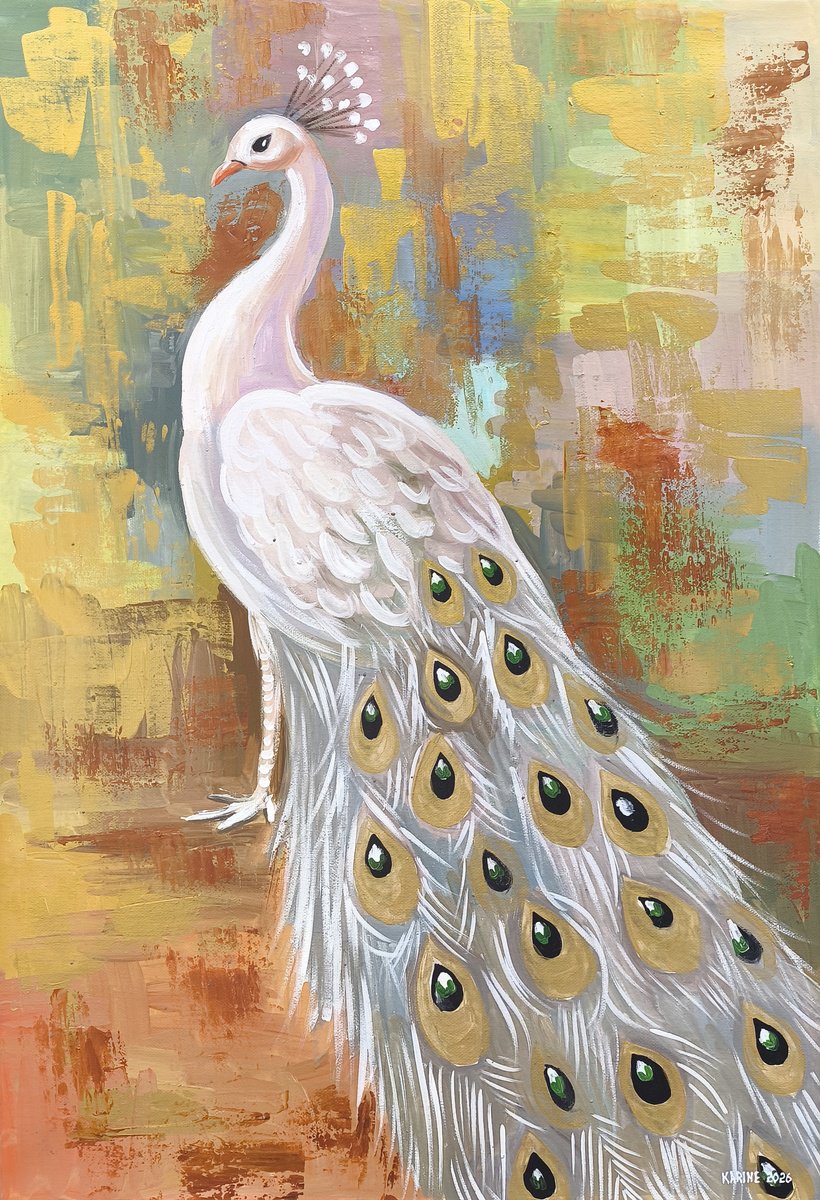 The White Peacock By Karine Harutyunyan, 20 X 28, Artwork For Sale On Artfinder