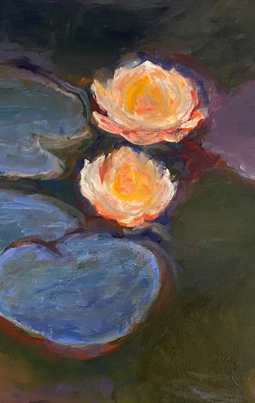 Nymphaea, Water Lilies, after Claude Monet. by Jackie Smith