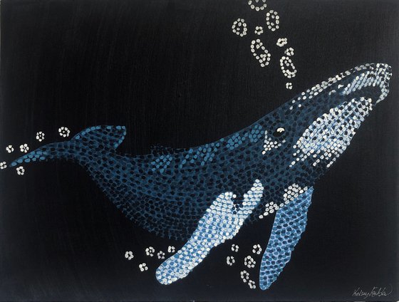 Humpback Whale - pointillism painting