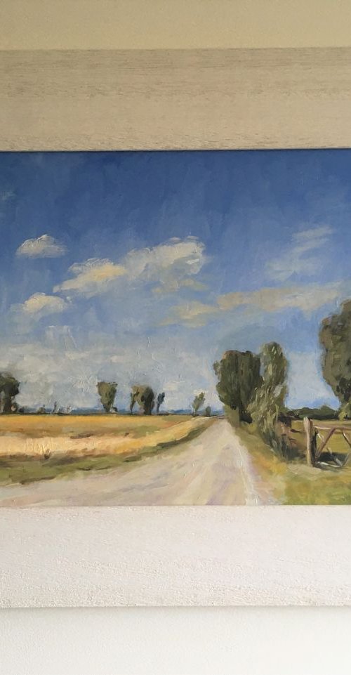 Summer along a country lane-Impressionist oil painting. by Jackie Smith