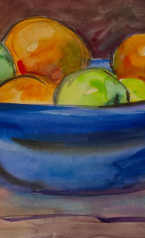 Fruit in a Blue Vase by Irina Bibik-Chkolian