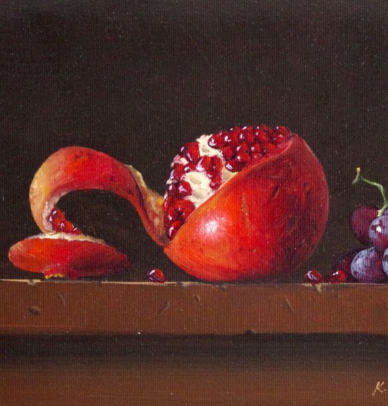 Still Life, Fruits, Pomegranate, Original oil Painting, Classic Art, Handmade painting, One of a Kind