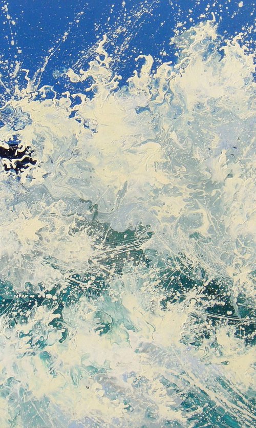 Seascape Painting "Sea Waves" 70 x 100 cm by Irini Karpikioti