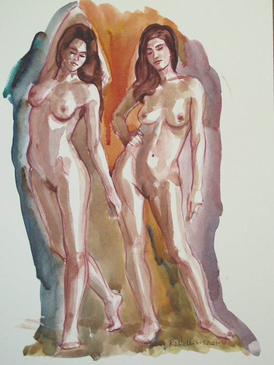 Standing female nude 2 poses