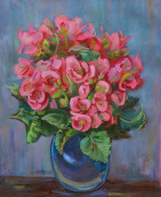 Flowers in a blue vase