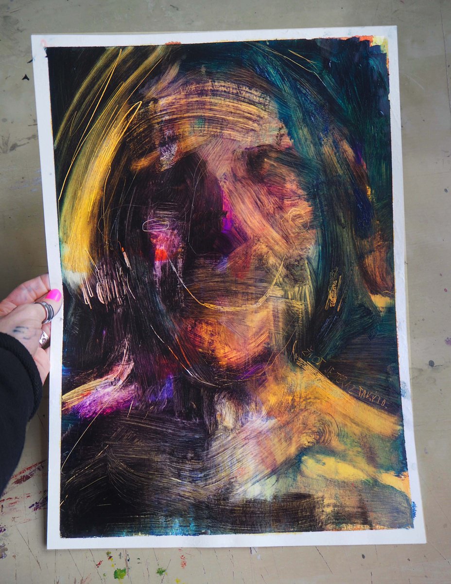 Expressive Portrait Oil Painting By Cynthia Gregorova, 12 X 16, The Life Is Like This At The Moment, Original Artwork