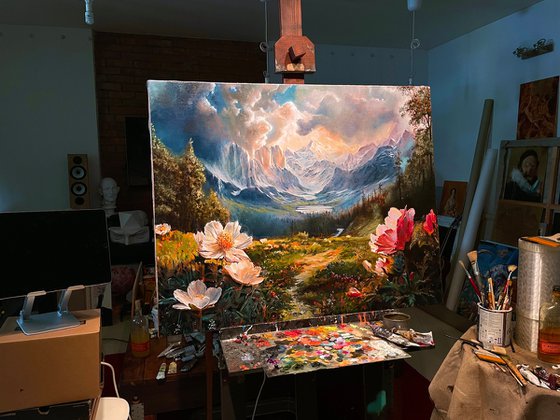Landscape with flowers