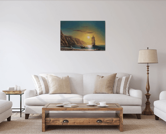 Fishing day-2 (60x90cm, oil painting, ready to hang)