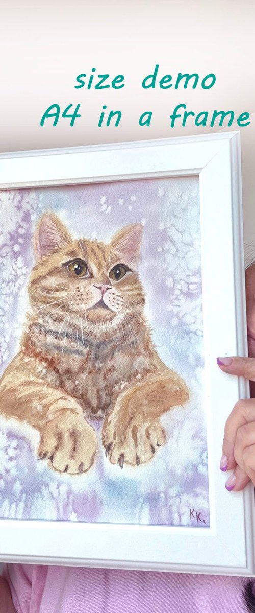 Front Row Seat. Original Cat painting by Katerina Koroleva