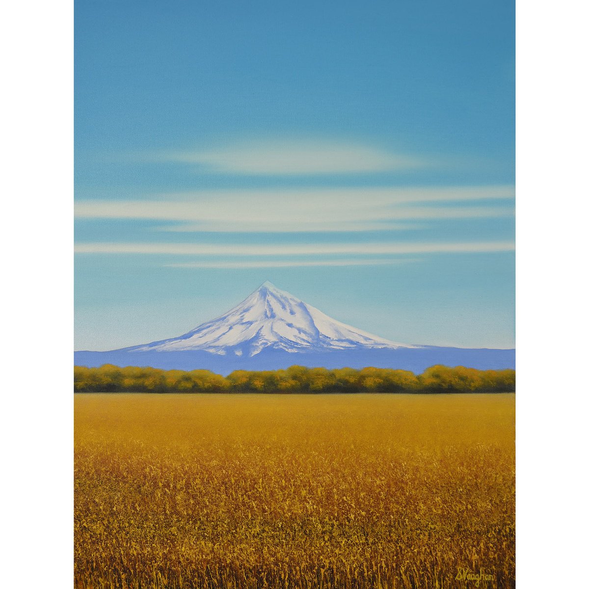 Impressionistic Landscape Oil Painting By Suzanne Vaughan, 18 X 24", Majestic Mountain - Blue Sky, Original Artwork