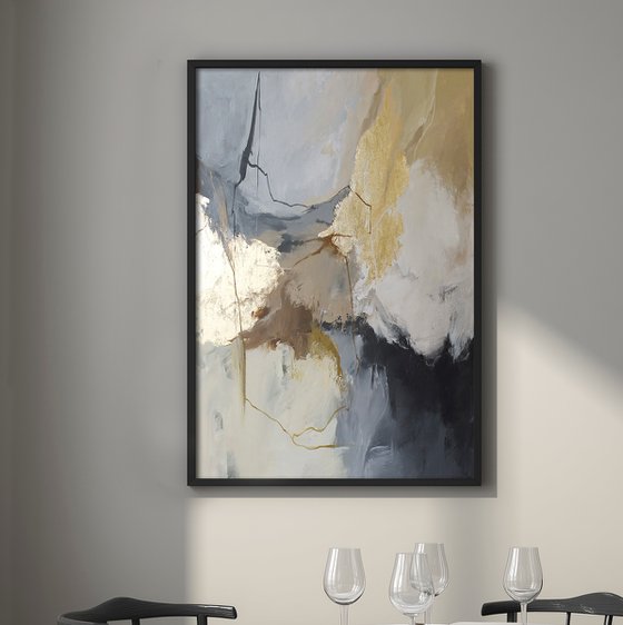 "Wild" Abstract  acrylic gray gold art