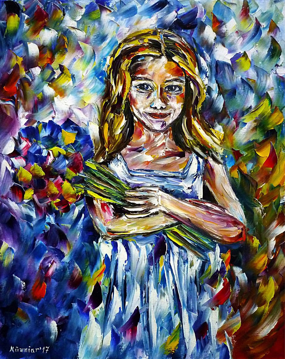 Girl with flowers by Mirek Kuzniar