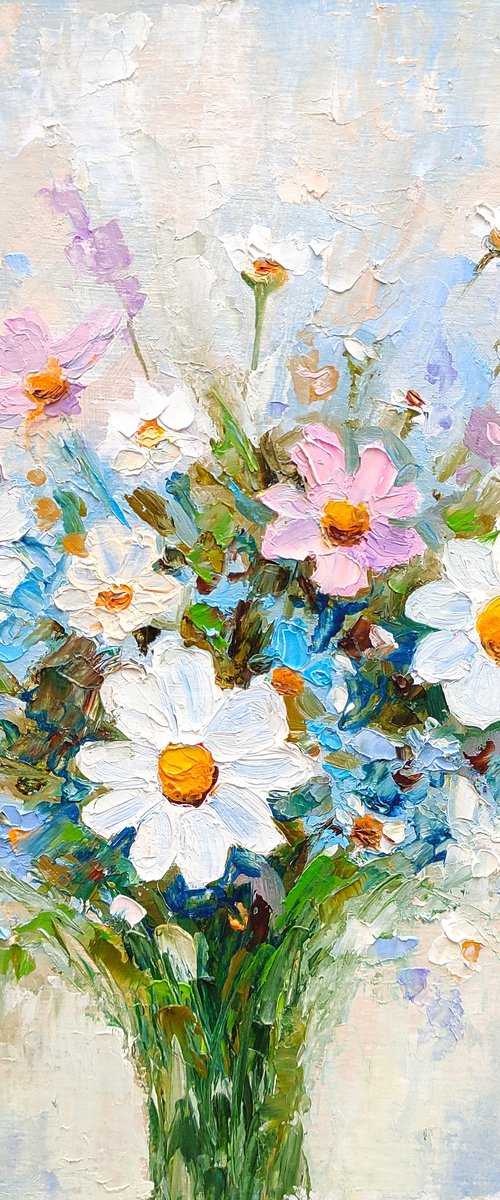 Bouquet of daisies Wildflowers Painting by Yulia Berseneva