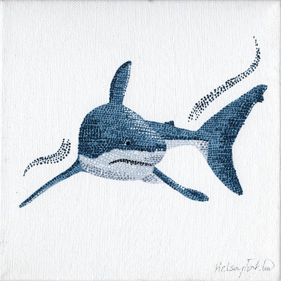 Great White Shark - pointillism painting