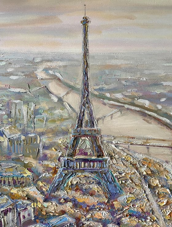 View of beautiful Paris. Original oil painting