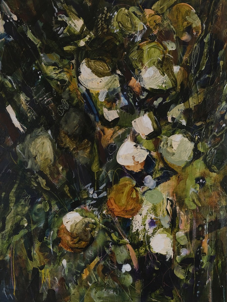 Expressive Abstract Acrylic Painting By Egle Ra, 28 X 38, In Time, Original Artwork