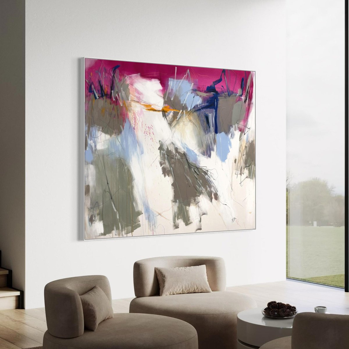 Expressive Abstract Acrylic Painting By Cheryl Harrison, 67 X 55, Finding Joy, Original Artwork