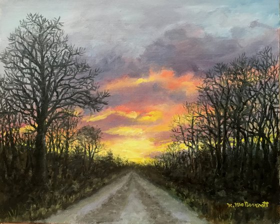 December Journey by K. McDermott - oil on 8X10 inch canvas (SOLD)