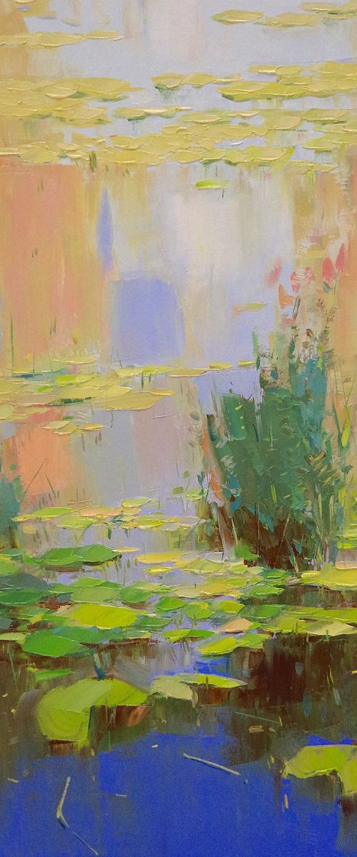Waterlilies, Original oil Painting, Impressionism, Handmade artwork, One of a Kind, Signed with Certificate of Authenticity by Vahe Yeremyan