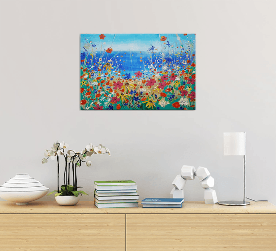 Flower meadow by the sea