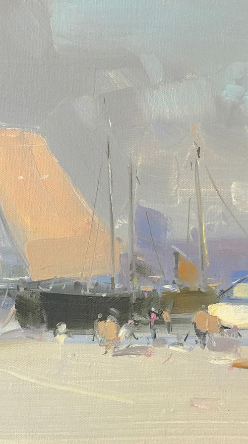 Sail Boats, Original oil painting, Handmade artwork, One of a kind by Vahe Yeremyan