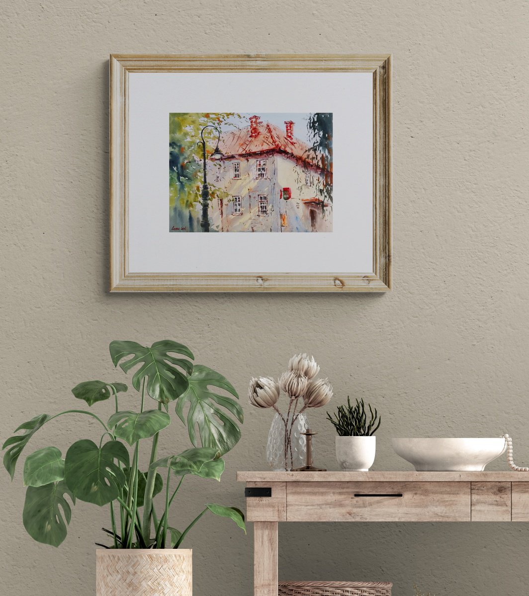 Hungarian post office (2019) | Original Hand-painted Art Small Artist | Mediterranean Euro... by Larisa Carli