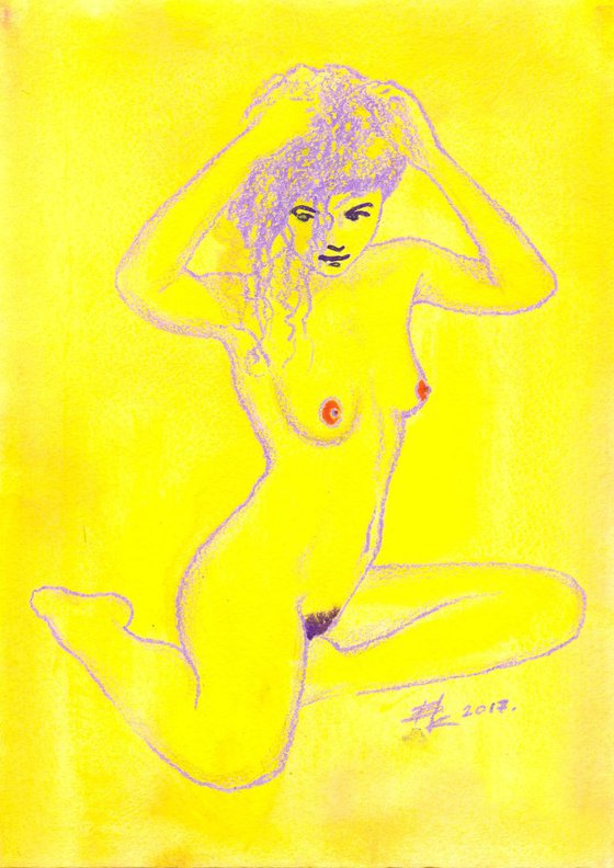 Nude on yellow . 21X29.5cm