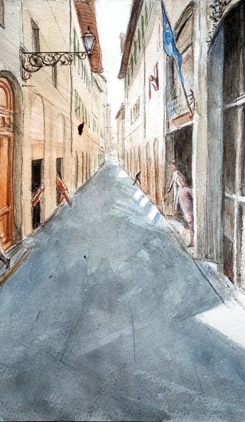 Alley with people coming and going by paolo beneforti