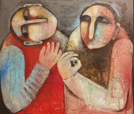 Lovers(Acrylic painting, 60x70cm, ready to hang)